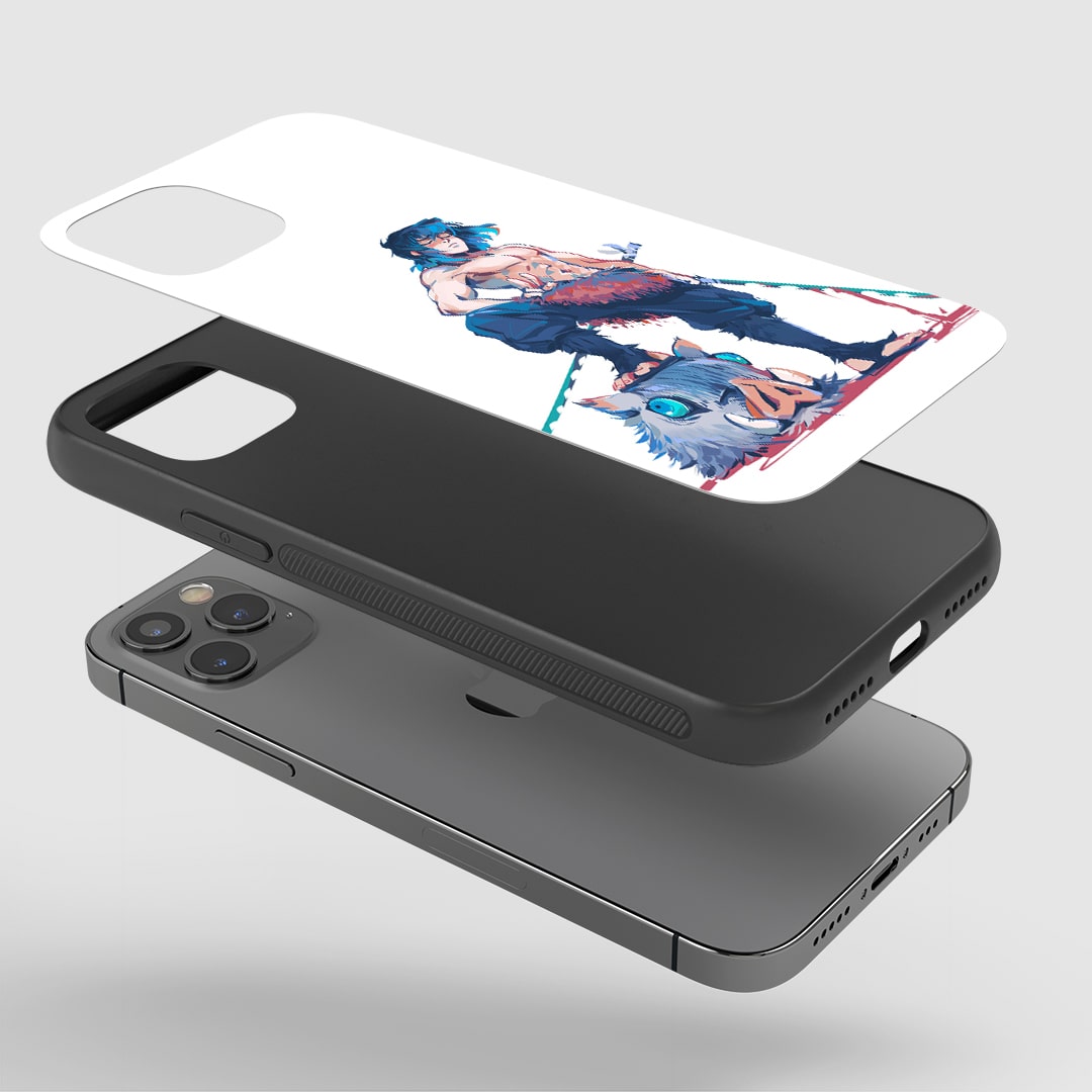 Inosuke Flexing Phone Case installed on a smartphone, offering robust protection and a dynamic design.
