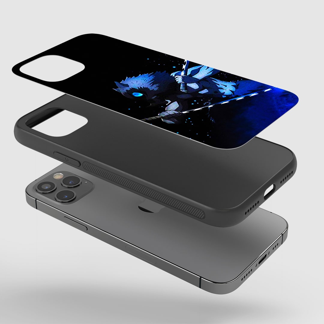 Inosuke Hashibira Phone Case installed on a smartphone, offering robust protection and a dynamic design.