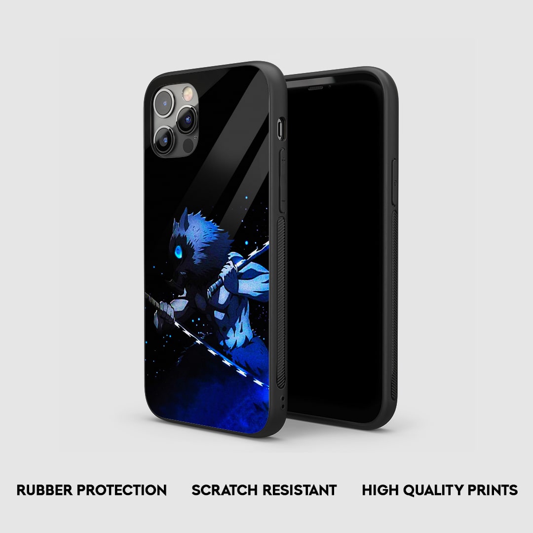 Side view of the Inosuke Hashibira Armored Phone Case, highlighting its thick, protective silicone material.