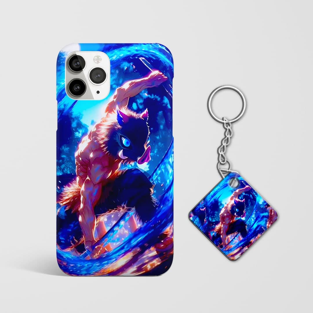 Back design of Demon Slayer Inosuke Action case with Keychain