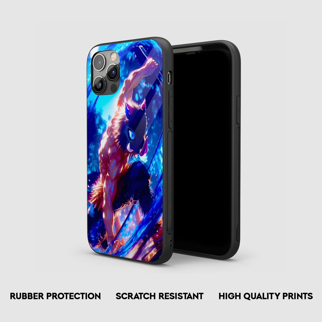 Side angle of Inosuke Action anime armored phone case