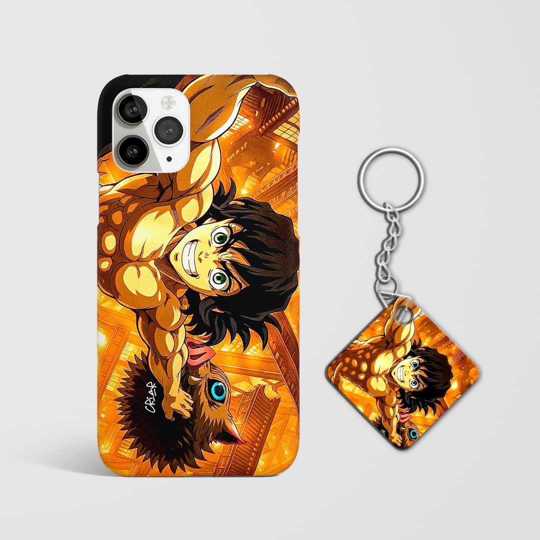 Durable Inosuke Muscle Form phone cover with Keychain