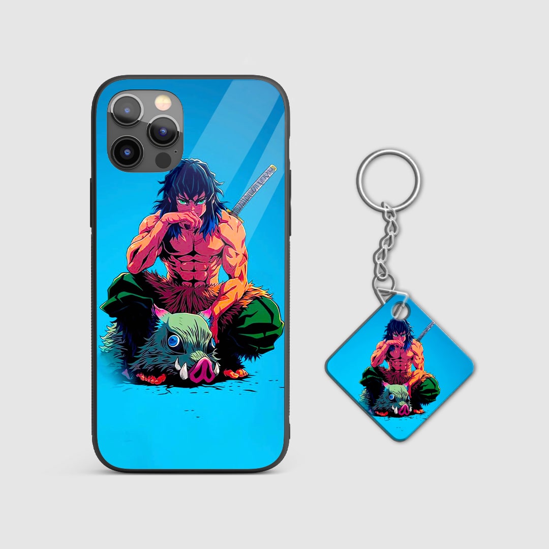 Demon Slayer Inosuke Face Art Shockproof Protective Case with Keychain