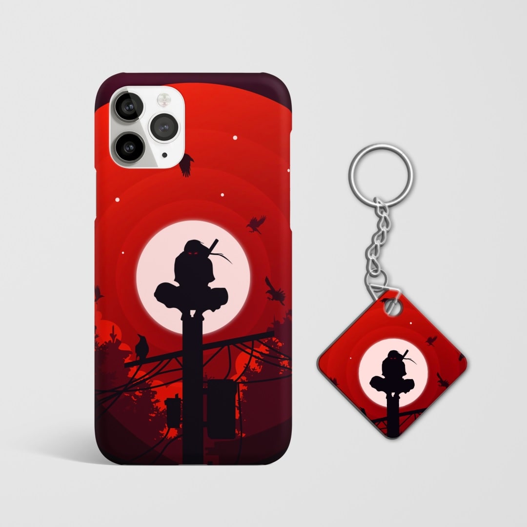 Close-up of the Itachi Pole Phone Cover, showcasing the detailed 3D matte design with Keychain.