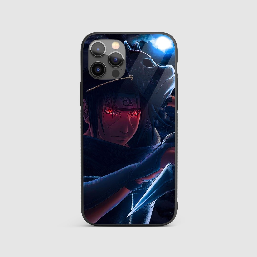 Itachi Silicone Armored Phone Case with detailed Uchiha clan symbol.