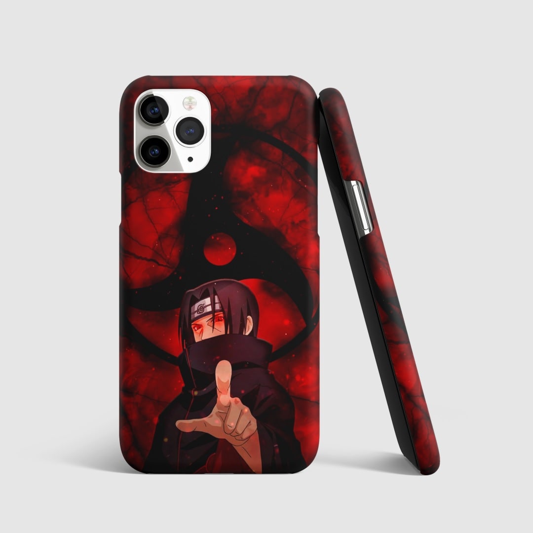 Itachi Sharingan Red Phone Cover with 3D matte finish, featuring the iconic Sharingan design.