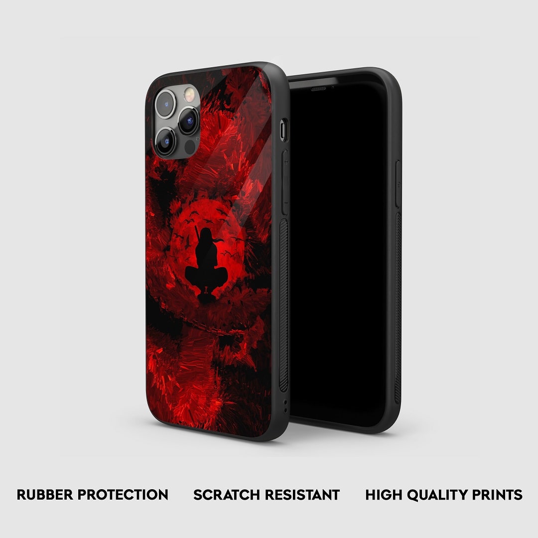 Side view of Itachi Red Moon Armored Phone Case illustrating its thickness and durability.