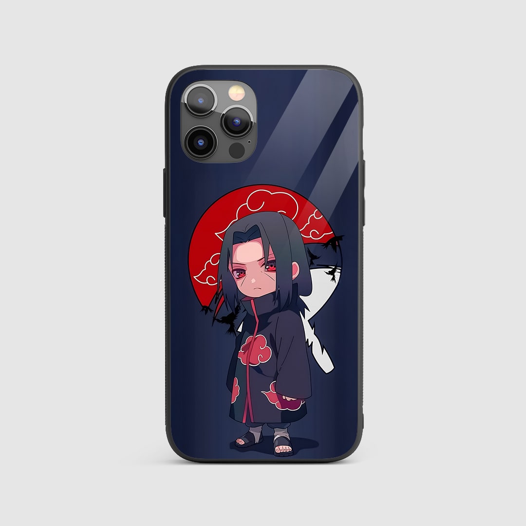 Itachi Chibi Silicone Armored Phone Case front view with cute design.