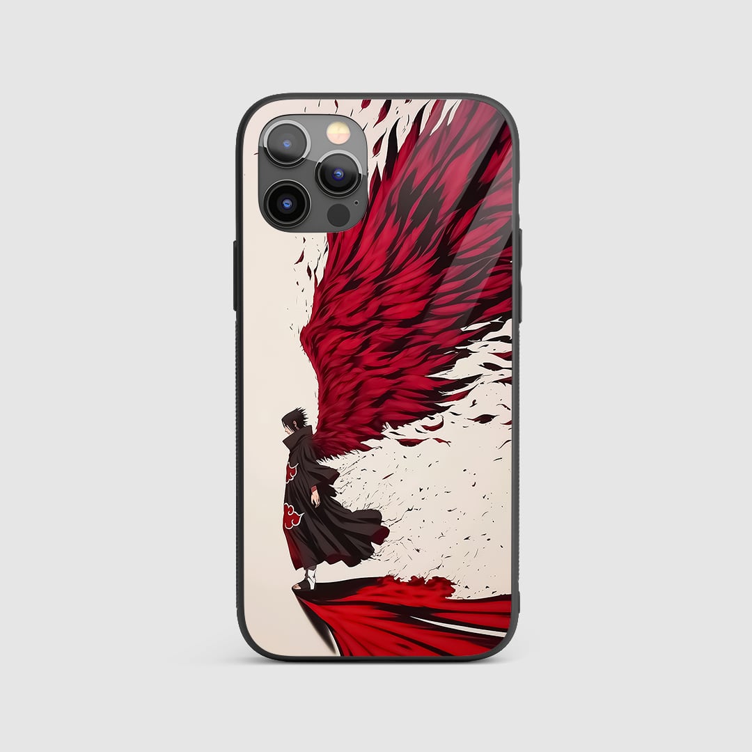 Itachi Feather Silicone Armored Phone Case front view with feather design.