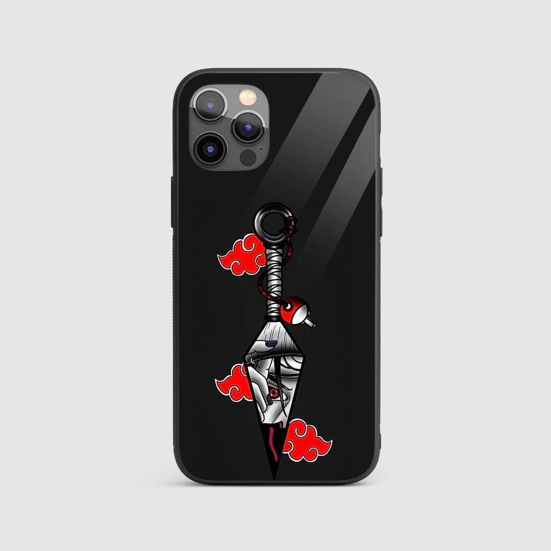 Itachi Kunai Silicone Armored Phone Case front view with Itachi holding kunai