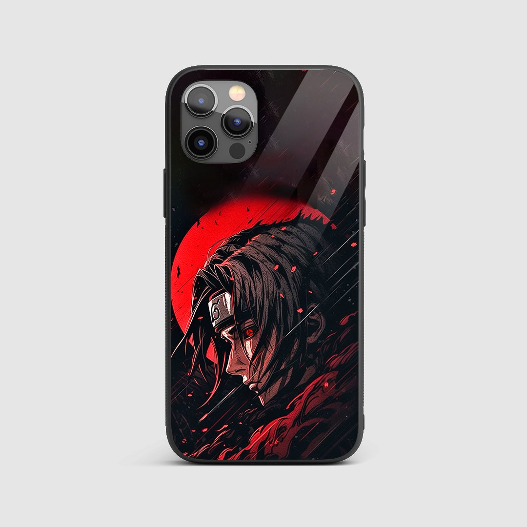 Itachi Uchiha Graphic Silicone Armored Phone Case front view with bold design