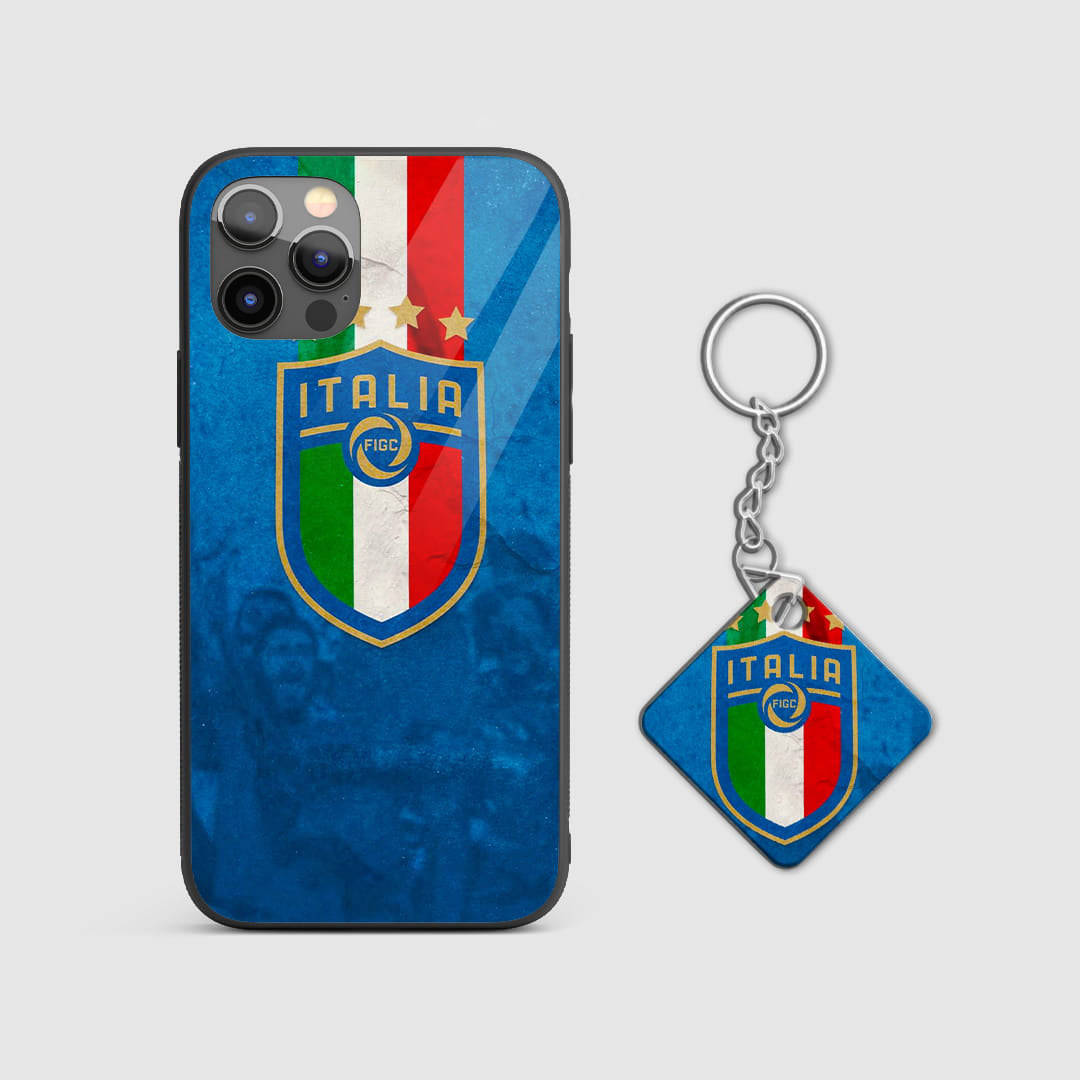 Italy FIGC crest silicone phone case with Keychain