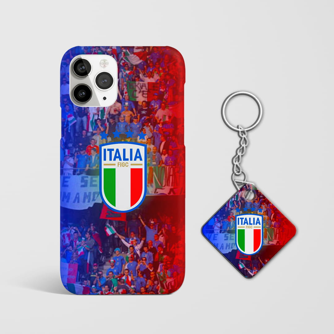Italia FIGC fans mobile phone cover with Keychain