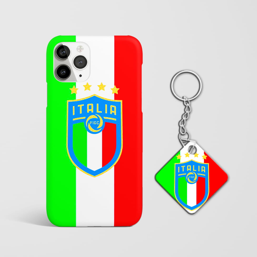 Italy football flag mobile phone cover with Keychain