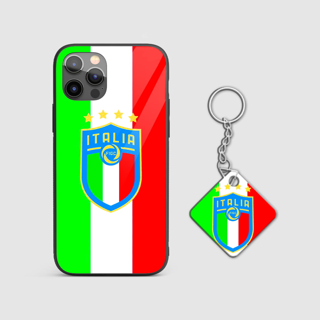 Italy football flag protective mobile cover with Keychain