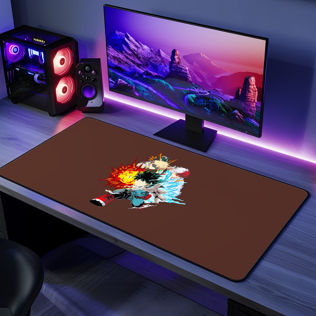 Izuku Midoriya chibi anime desk mat top view