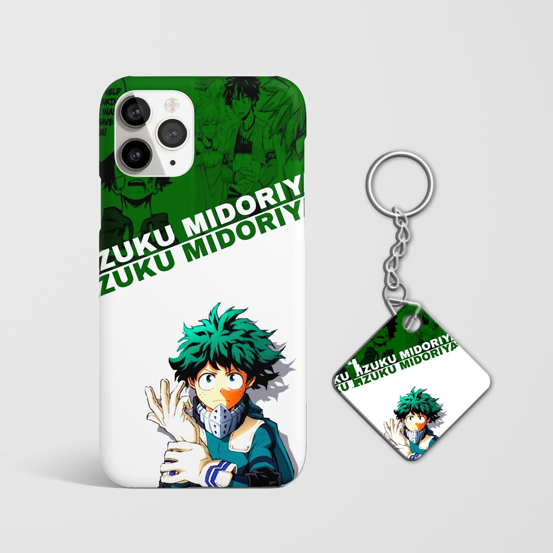 My Hero Academia Izuku Midoriya action pose phone cover with Keychain