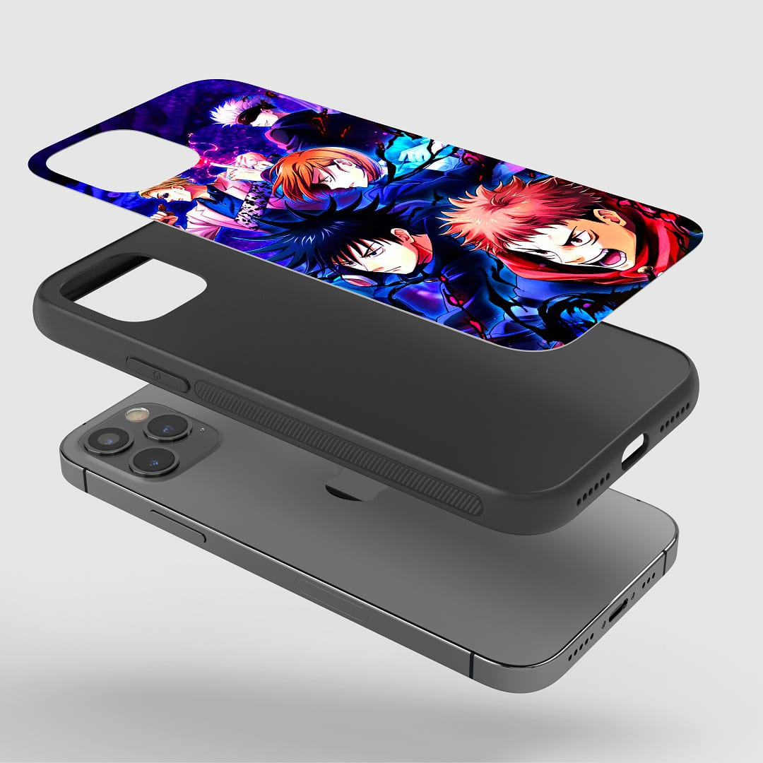 Jujutsu Kaisen Graphic Phone Case installed on a smartphone, ensuring accessibility to all device features.