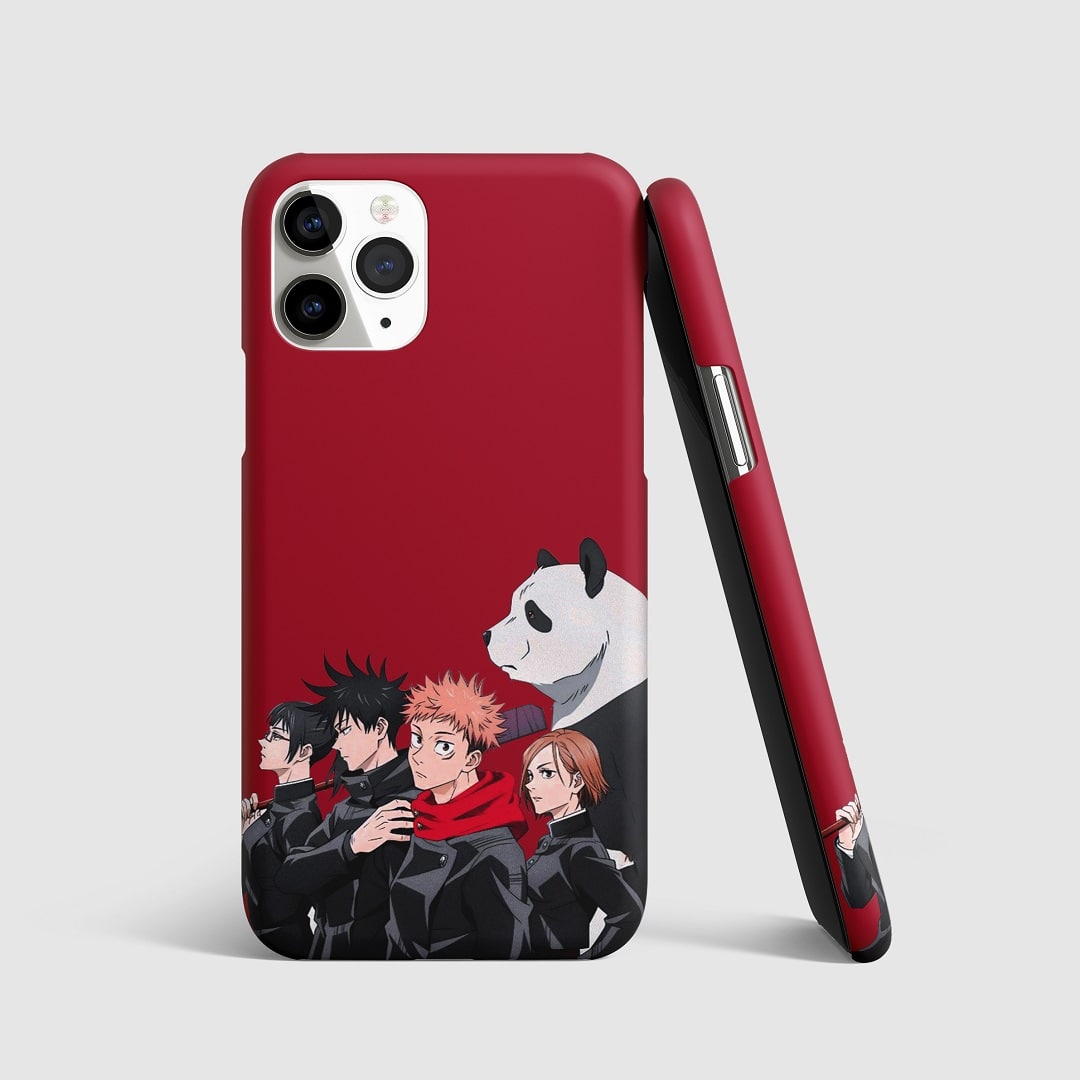 Group pose of Jujutsu Kaisen characters on phone cover.