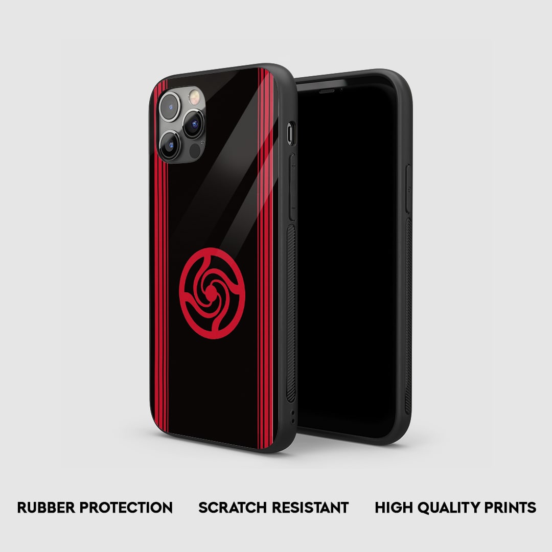 Side view of the Jujutsu High Red Armored Phone Case, showcasing its thick, protective silicone.