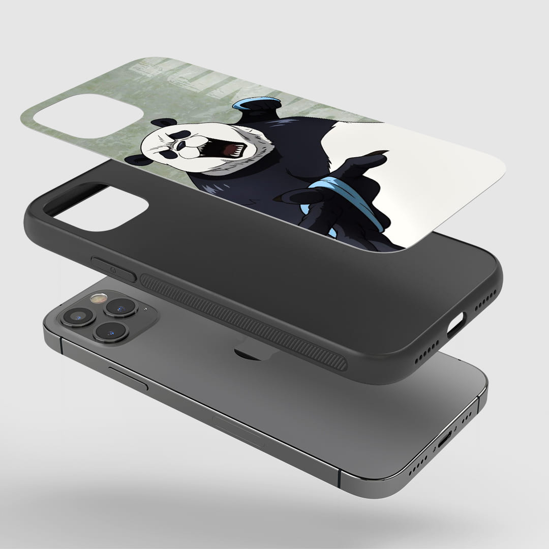 Jujutsu Panda Phone Case installed on a smartphone, ensuring accessibility to all ports and buttons.