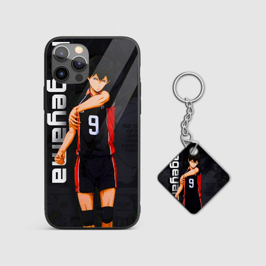 Back design of Haikyu Kageyama 9 armored phone case with Keychain