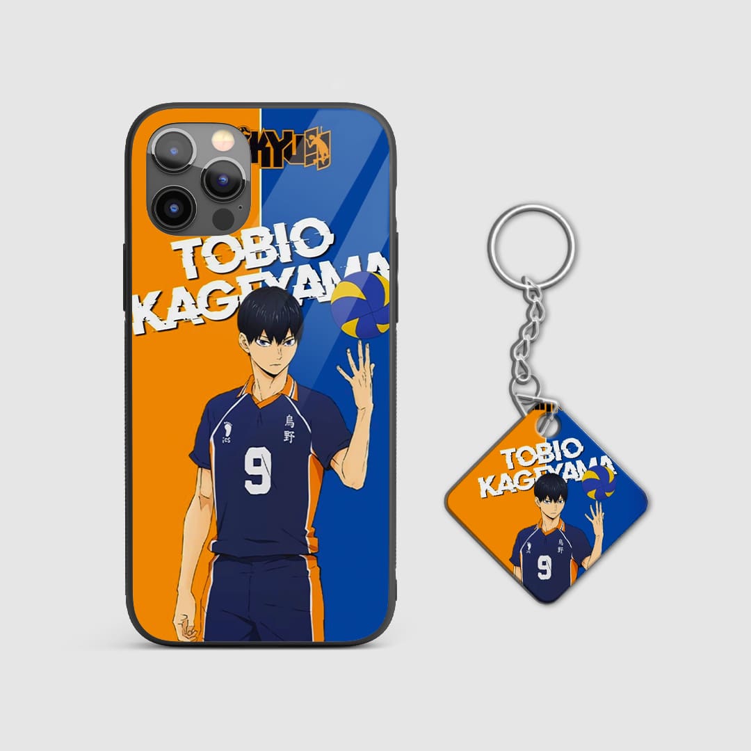 Back design of Haikyu Kageyama Volleyball Pose armored phone case with Keychain