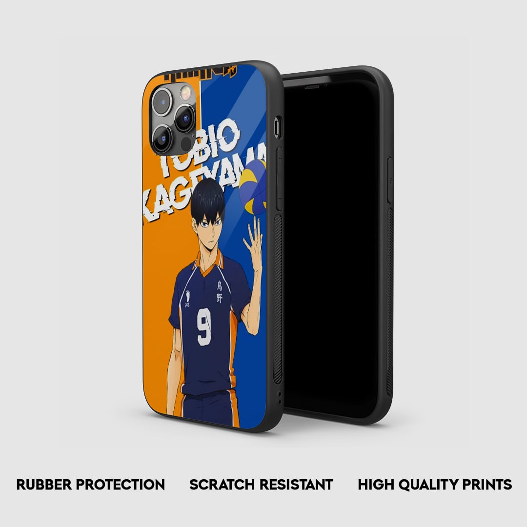 Side angle of Kageyama Volleyball Pose Haikyu anime armored phone case