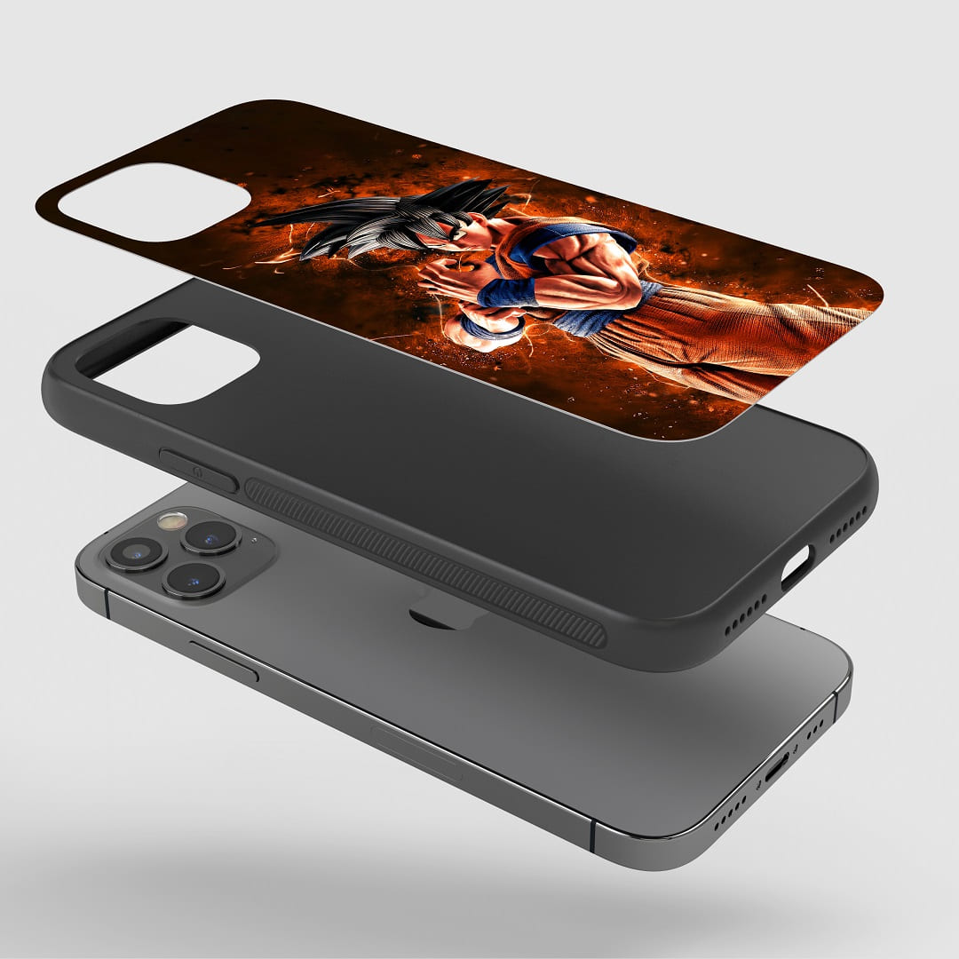Kakarot Phone Case installed on a smartphone, providing easy access to all buttons and ports.