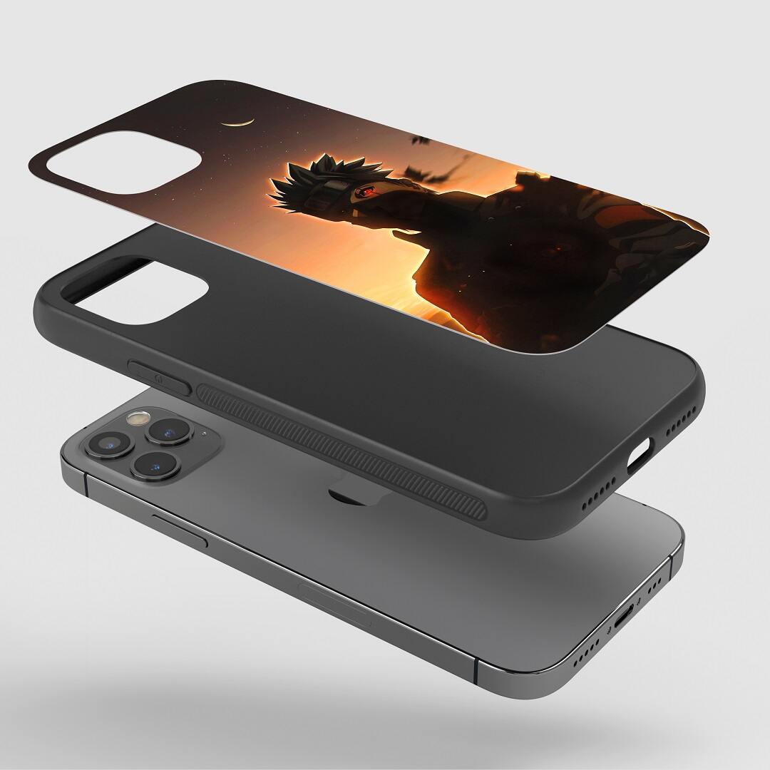 Kakashi Armored Phone Case on smartphone, demonstrating full port access.