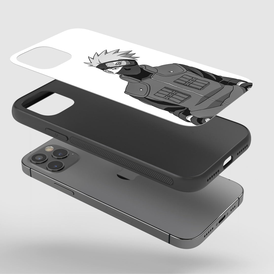Kakashi White Phone Case on a smartphone, displaying clear access to buttons and ports.