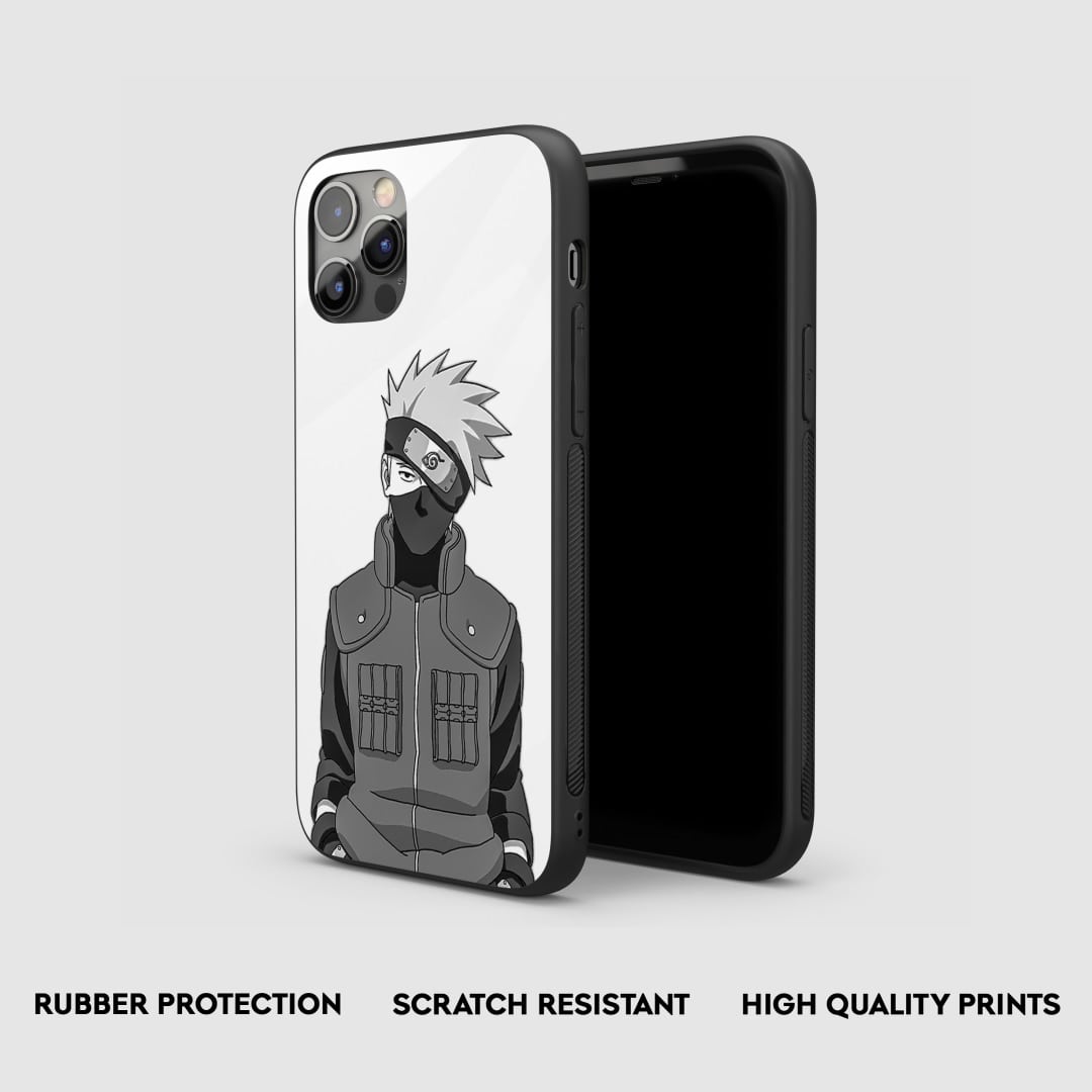 Angle view of Kakashi White Armored Phone Case showcasing its robust protection.