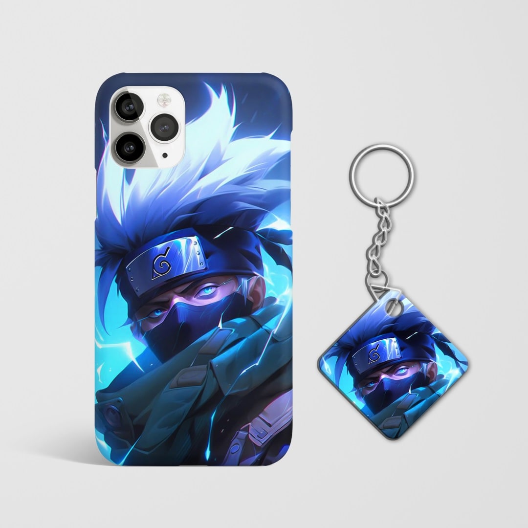 Close-up of the Kakashi Hatake Cool Phone Cover, showcasing the detailed 3D matte design with Keychain.
