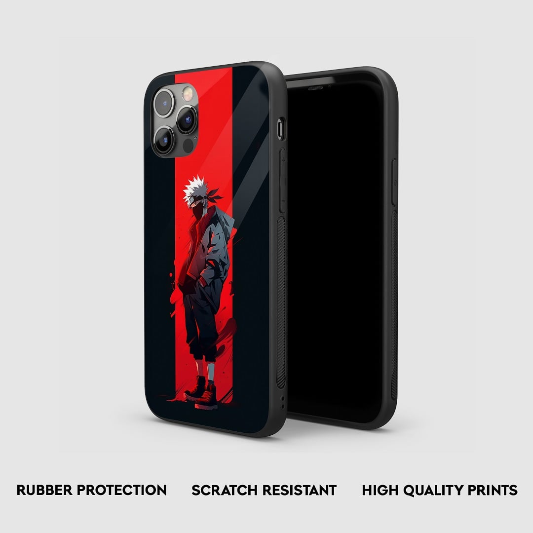 Profile view of Kakashi Silicone Armored Phone Case, illustrating the case's robust protection.