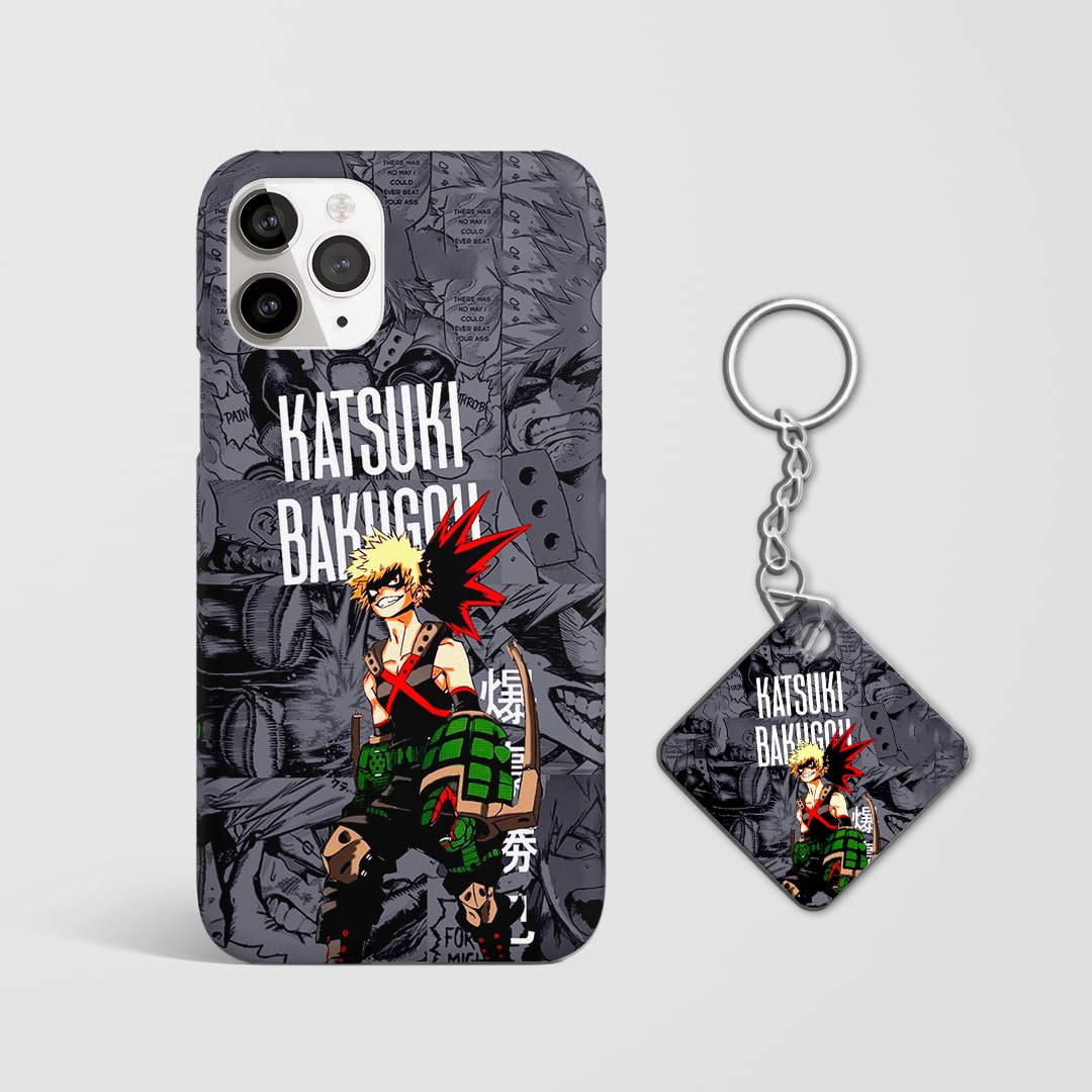 My Hero Academia Bakugo phone cover manga illustration with Keychain