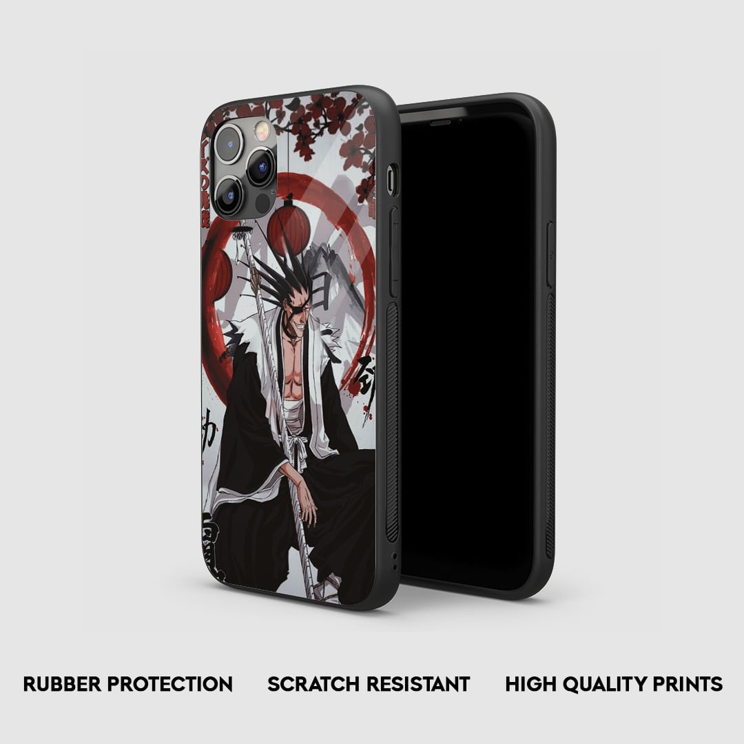 Side view of the Kenpachi Graphic Armored Phone Case, highlighting its thick, protective silicone material.