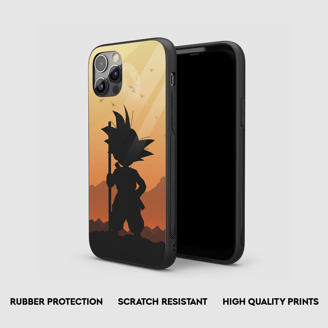Side view of the Kid Goku Armored Phone Case, showcasing its thick, protective silicone.