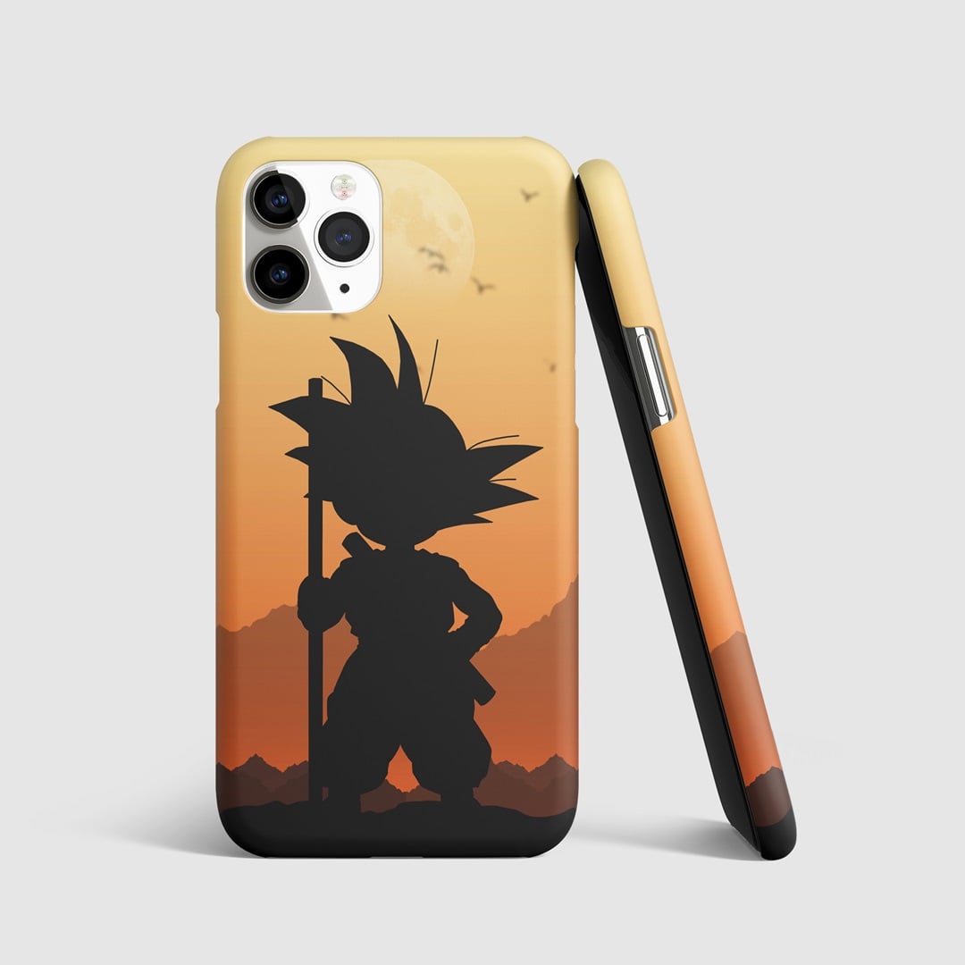Kid Goku with his staff on a vibrant phone cover.