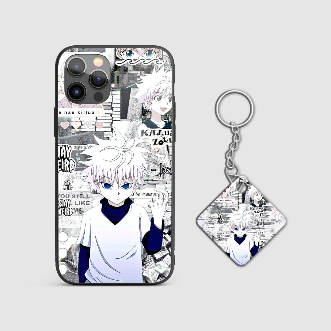 Hunter x Hunter Killua collage phone cover with Keychain.