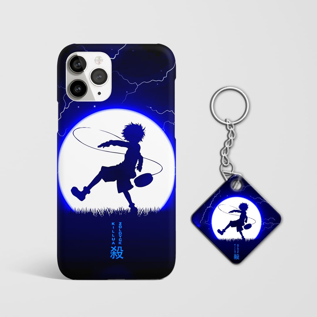 Anime Killua Zoldyck silhouette durable phone case with Keychain.