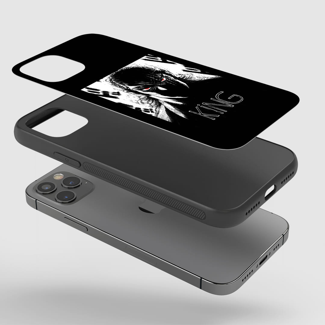 King Phone Case installed on a smartphone, offering robust protection and a dynamic design.