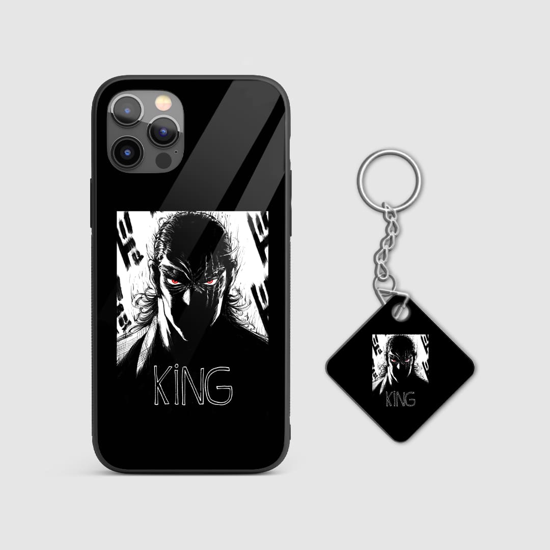 Regal design of King on a durable silicone phone case with Keychain.