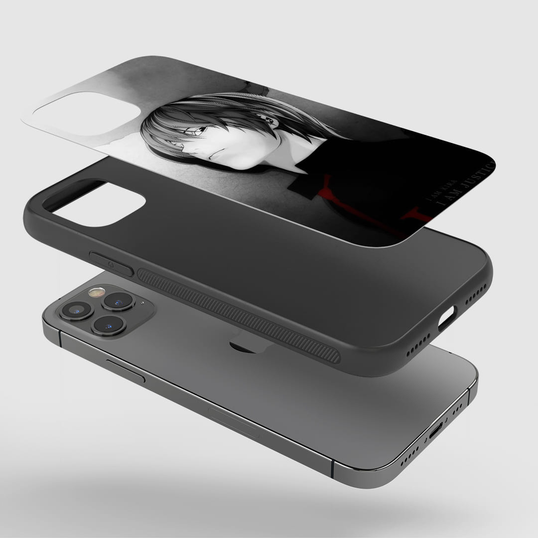 Kira Justice Phone Case installed on a smartphone, ensuring full protection and easy access to controls.