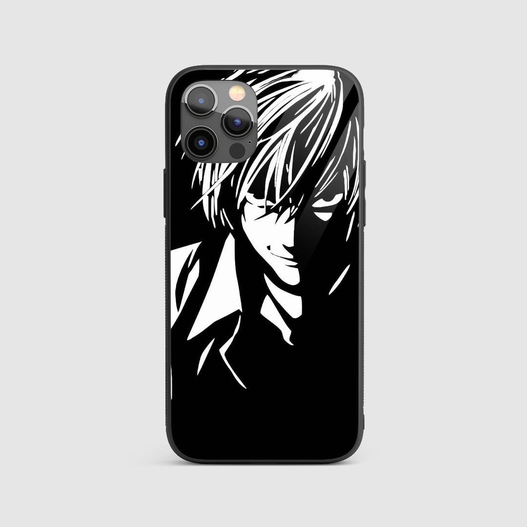 Kira Minimal Silicone Armored Phone Case featuring subtle Death Note and apple symbols.