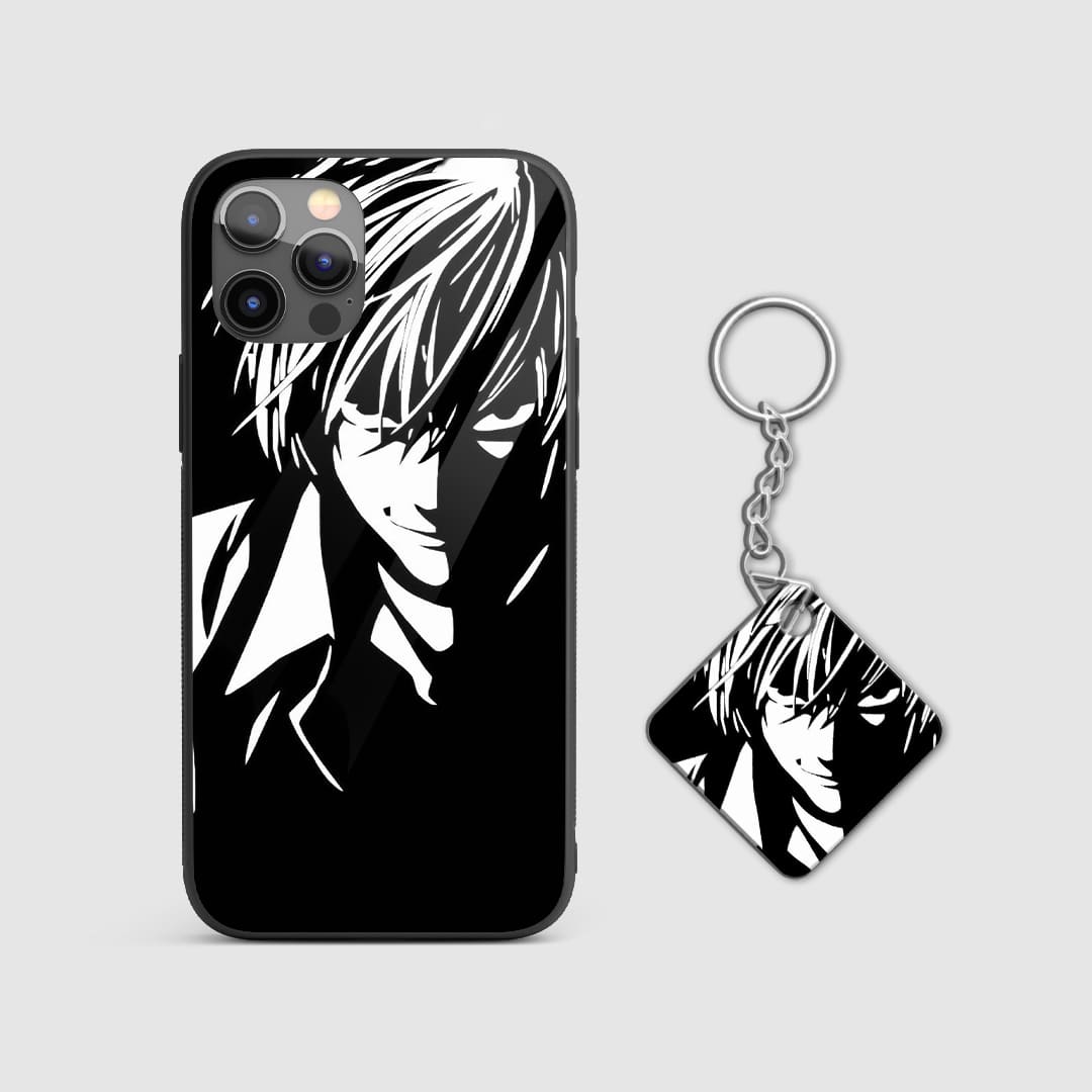 Understated and elegant phone case with minimalist Kira-themed designs on durable silicone with Keychain.