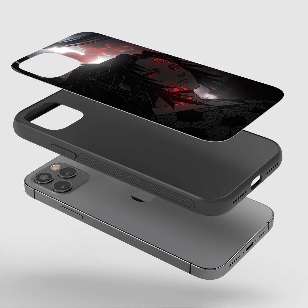 Kokushibo Phone Case installed on a smartphone, offering robust protection and a captivating design.