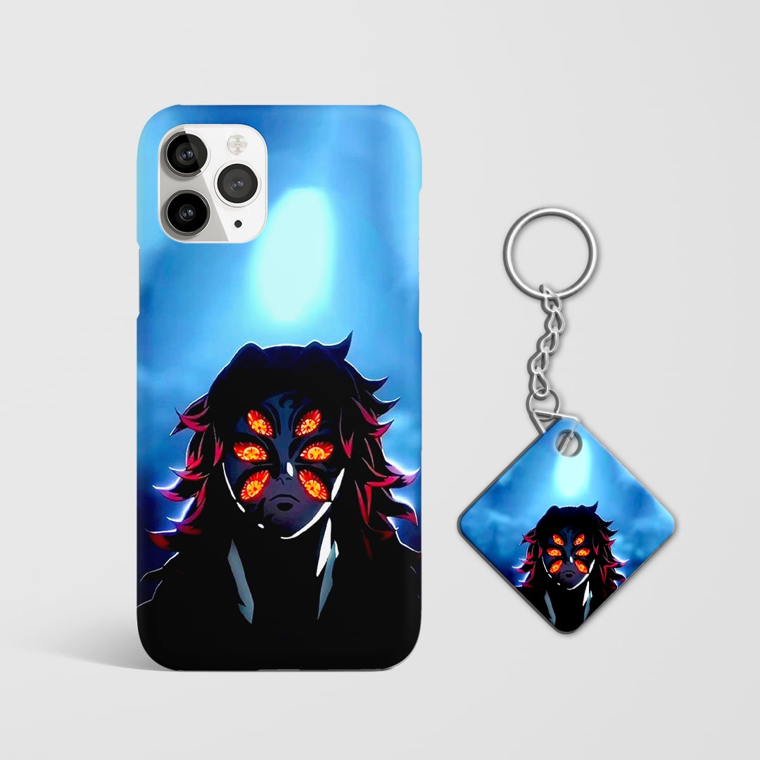 Durable Kokushibo Orange Eyes phone cover with Keychain