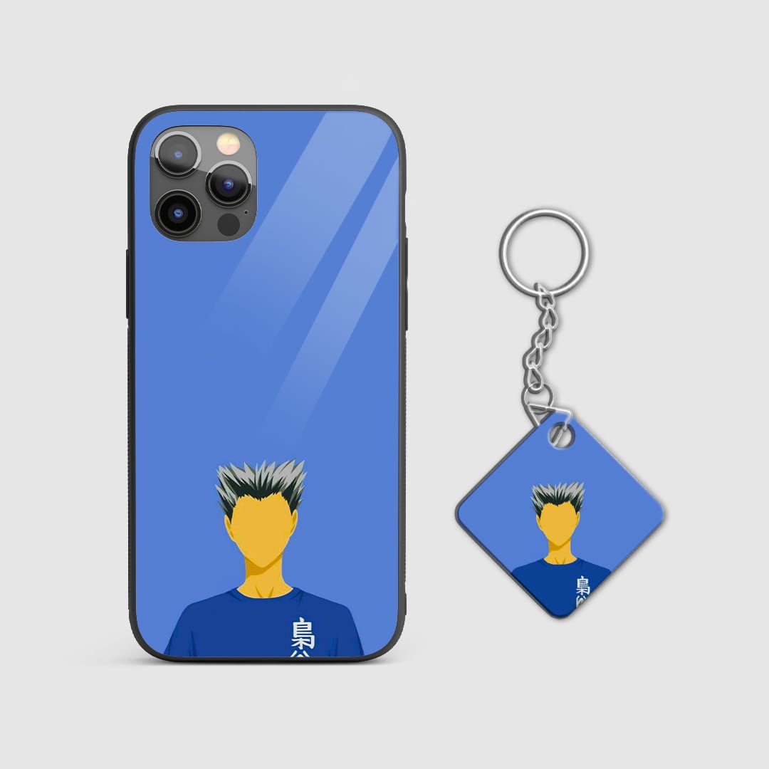 Back design of Haikyu Kotaro Minimalist armored phone case with Keychain