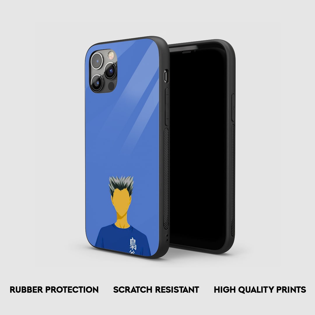 Side angle of Kotaro Minimalist Haikyu anime armored phone case