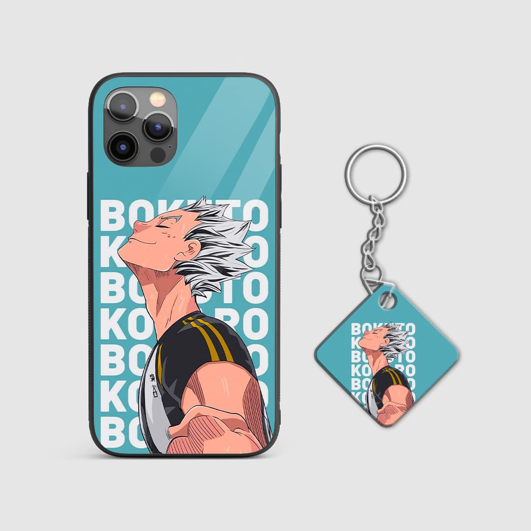 Back design of Haikyu Kotaro Stripes armored phone case with Keychain